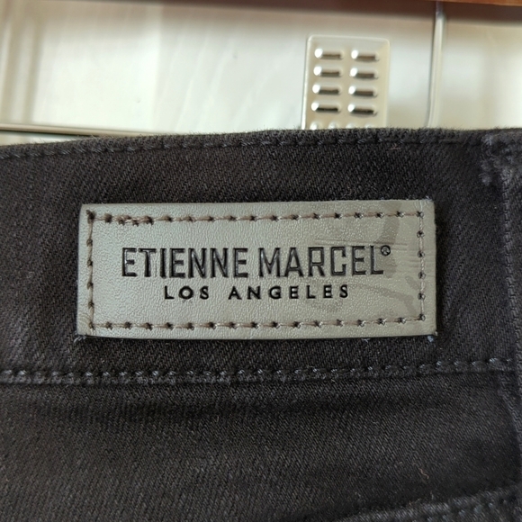 Etienne Marcel High Rise Zip Pocket Ankle Cropped Raw Hem Skinny Jeans Black 28 - Picture 15 of 16